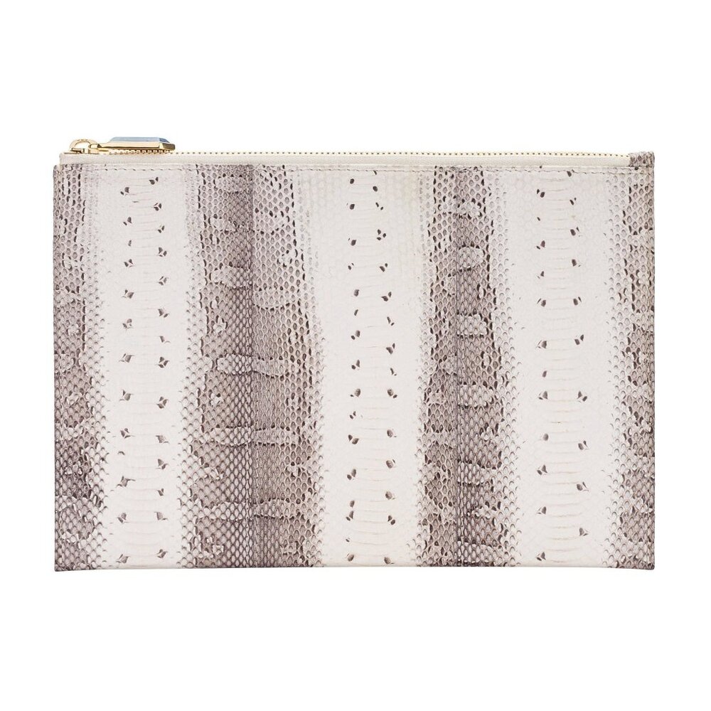 Snakeskin Zip Pouch - Natural White